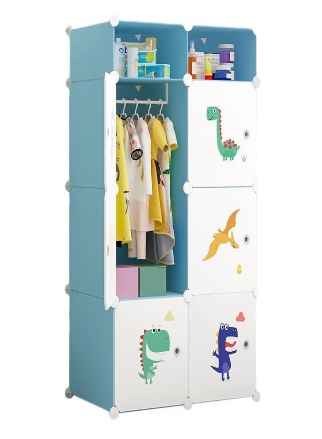ELINDOR Kids Plastic Wardrobe for Clothes, Foldable Plastic Almirah for Clothe, Collapsible Wardrobe for Storage, Baby Cupboard for Clothes, Storage Rack for Kids - (Blue, 6 Door) (Blue, 6 Door) - Image 2