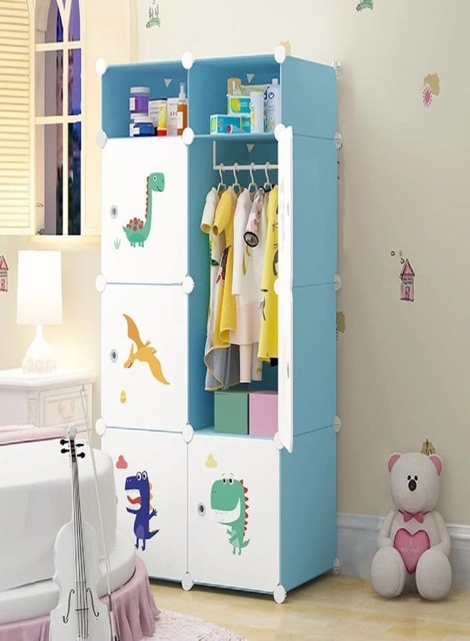 ELINDOR Kids Plastic Wardrobe for Clothes, Foldable Plastic Almirah for Clothe, Collapsible Wardrobe for Storage, Baby Cupboard for Clothes, Storage Rack for Kids - (Blue, 6 Door) (Blue, 6 Door) - Image 1