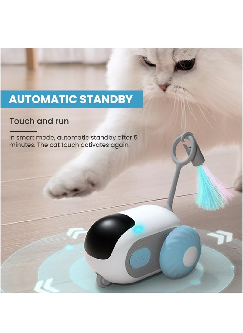 Ailily - Remote Control Cat Toy,Upgraded Interactive Cat Toys for Indoor Cats,Smart Cat Toy Car with Feathers,Cat Mouse Toys,rc Interactive Cat Toy Self Play,USB Rechargeable（Blue） - Image 1