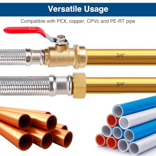 PevePexe Heavy Duty 24" Braided Stainless Steel Hot Water Heater Hose – 3/4 Inch FIP x 3/4 Inch Ball Valve, Push-to-Connect Brass Fitting - Image 3