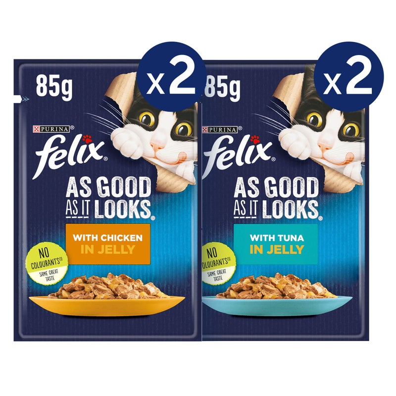 Felix Purina Felix Adult Chicken & Salmon 4-Pack Cat Food (85g x 4) - Image 2