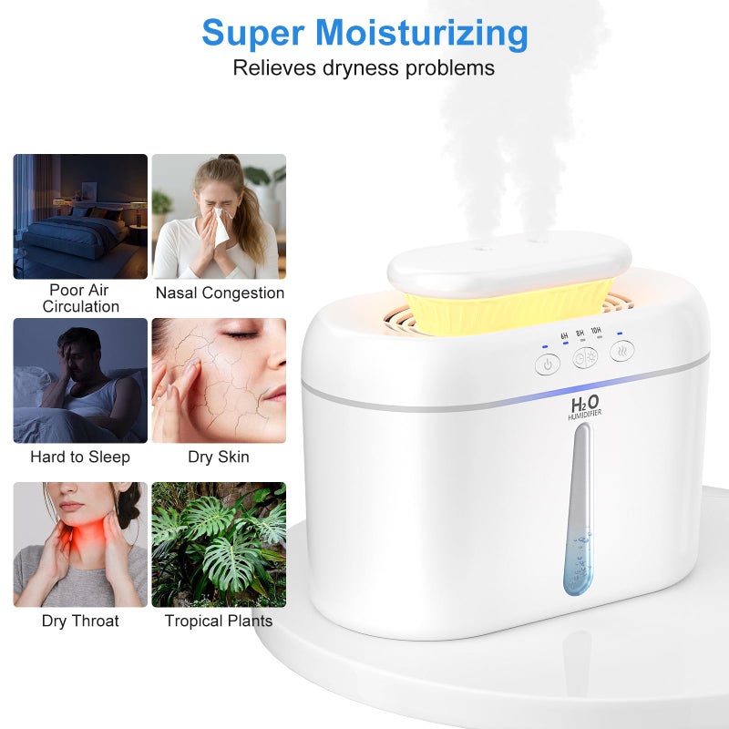 COO Humidifiers for Bedroom, 2L Tank for Large Room, 30 Hour Runtime, 28dB Quiet Cool Mist Humidifier for Home, Baby Nursery, Plants, Indoor, Office, Easy to Fill & Clean,Night Light and Auto Shut-off - Image 5