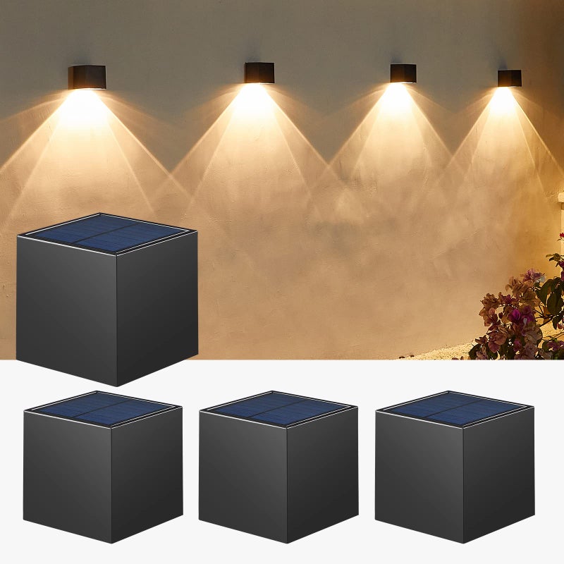 LUHLEE Solar Wall Lights OutdoorSquare Modern Solar Wall Sconce IP65 Waterproof Down Lighting Outdoor Lights for HousePorchGardenYard PatioFence Decor