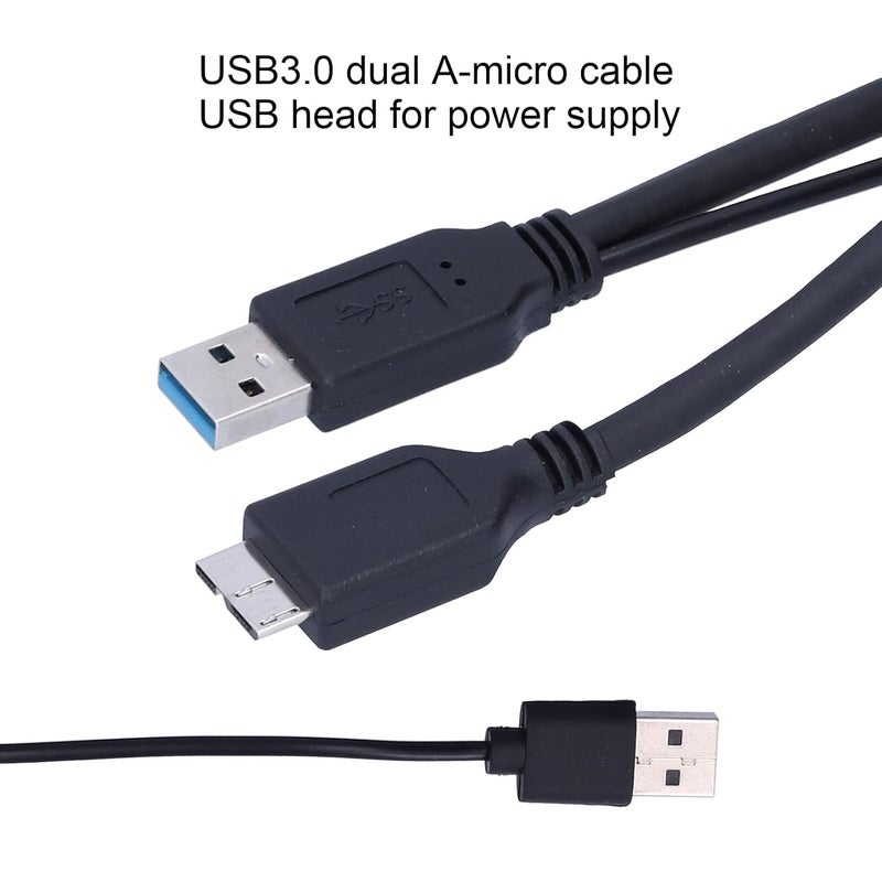 Ashata USB 3.0 Y Shape Power Data Cable, USB to USB 2.0 + Micro B Male to Male for Mobile Hard Disk, External Hard Drives - Image 2