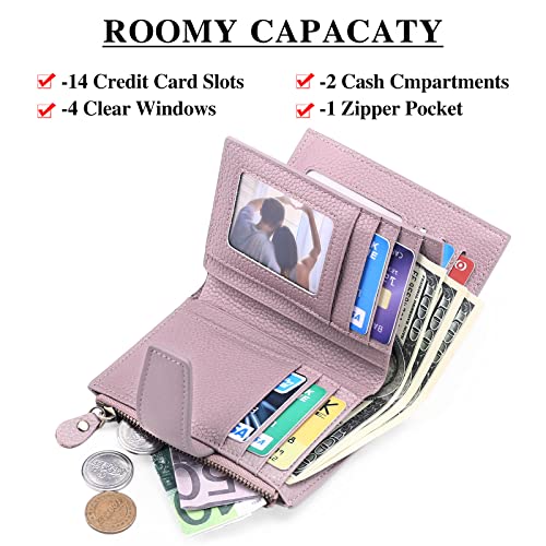 FALAN MULE Small Wallet for Women Leather Bifold Compact RFID Blocking Small Womens Wallet Purse - Image 3