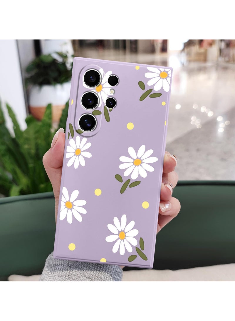 for Samsung Galaxy S24 Ultra Case, Creative Flower Pattern Design Phone Cover Drop Protection Soft Ultra Thin Scratch Resistant Microfiber Lining Inner for Galaxy S24 Ultra-Morandi Purple - Image 2