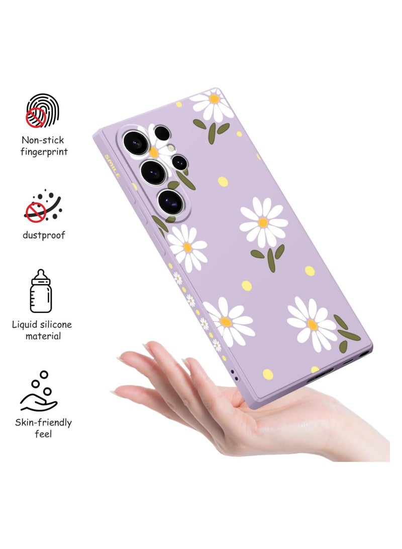 for Samsung Galaxy S24 Ultra Case, Creative Flower Pattern Design Phone Cover Drop Protection Soft Ultra Thin Scratch Resistant Microfiber Lining Inner for Galaxy S24 Ultra-Morandi Purple - Image 4