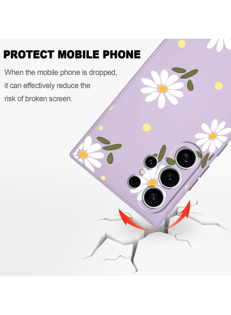 for Samsung Galaxy S24 Ultra Case, Creative Flower Pattern Design Phone Cover Drop Protection Soft Ultra Thin Scratch Resistant Microfiber Lining Inner for Galaxy S24 Ultra-Morandi Purple - Image 5