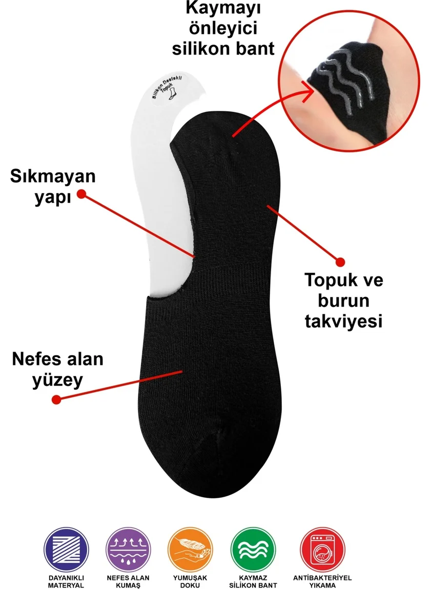 سويكس 12 Pairs Women's Invisible Non-Slip Heel Silicone Ballerina Socks