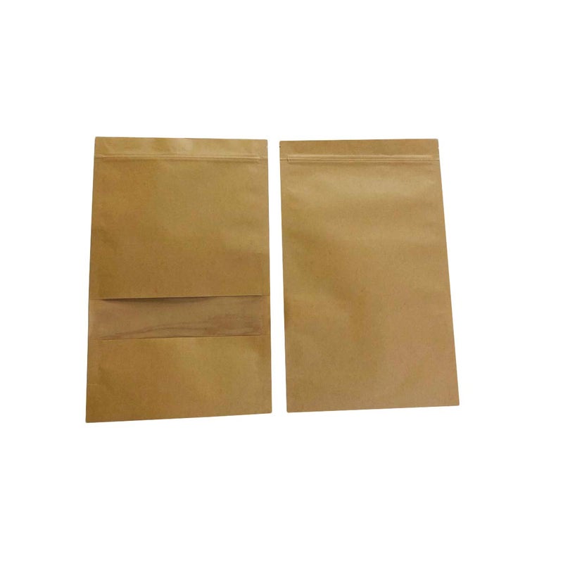 Flute Presents Eco Friendly Brown Kraft Paper Stand Pouch with Display Window Size 8x 13 Suitable for 1KG Packing Pack of 15 - Image 2