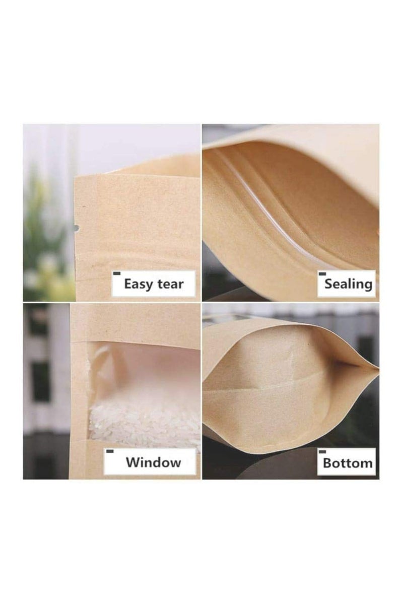 Flute Presents Eco Friendly Brown Kraft Paper Stand Pouch with Display Window Size 8x 13 Suitable for 1KG Packing Pack of 15 - Image 4