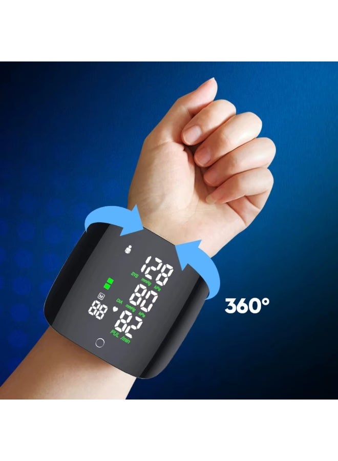 Houmt Professional Medical Wrist Blood Pressure Monitor, 3-Step Rapid Measurement with English Voice Announcement, Rechargeable 2x99 Reading Memory Wrist Blood Pressure Monitor with Large LED Display - Image 5