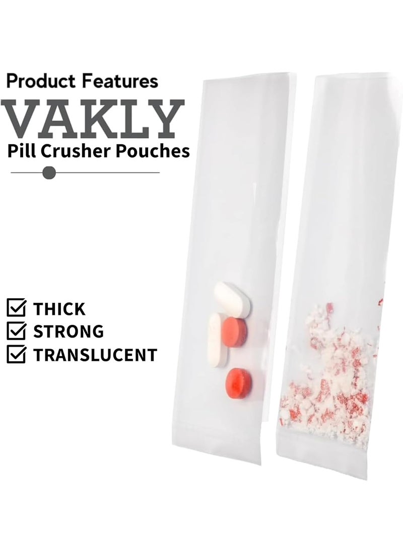 Vakly Vakly 100 Pill Crusher Pouches Disposable Heavy Duty Medication Bags for Crushing Tablets Pills and Vitamins  Thick Clear Medical Plastic Packets  Compatible with Most Medicine Crushers 100  - Image 1
