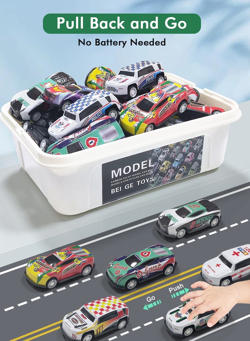 URbazaar 30 Pcs Toys Cars Party Favors Pull Back Race Cars Toy Mini Kids Toys for Boys Girls Toddlers Party Goodie Bag for 3-10 Years Old Kids Boys Girls Gift with Map and Storage Box - Image 5