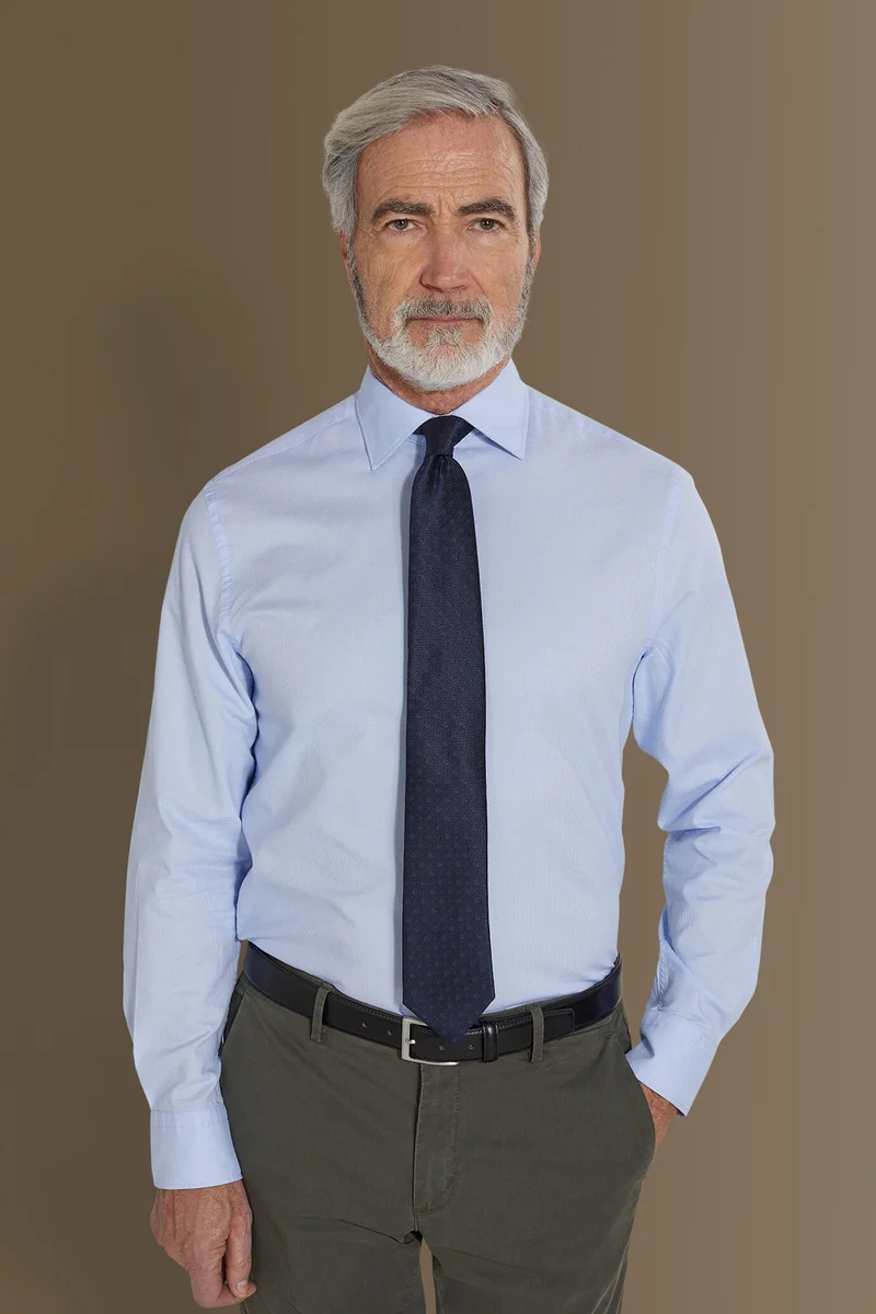 Classic washed shirt french collar dobby yard dyed - Sky