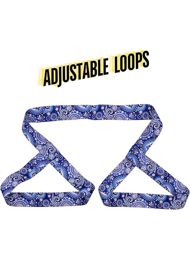 واي جيه 2 قطعة خمر طباعة اليوغا حصيرة حزام حبال ، قابل للتعديل سميكة اليوغا حصيرة الناقل تمتد حزام ، اليوغا حصيرة حبال حامل المرأة تمتد الفرقة الملونة - Image 2