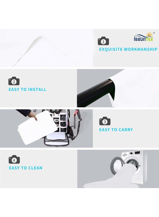 ISSUNTEX 6X9 ft Background Polyester Backdrop, Photo Studio, Collapsible High Density Screen for Video Photography and Television-White - Image 4