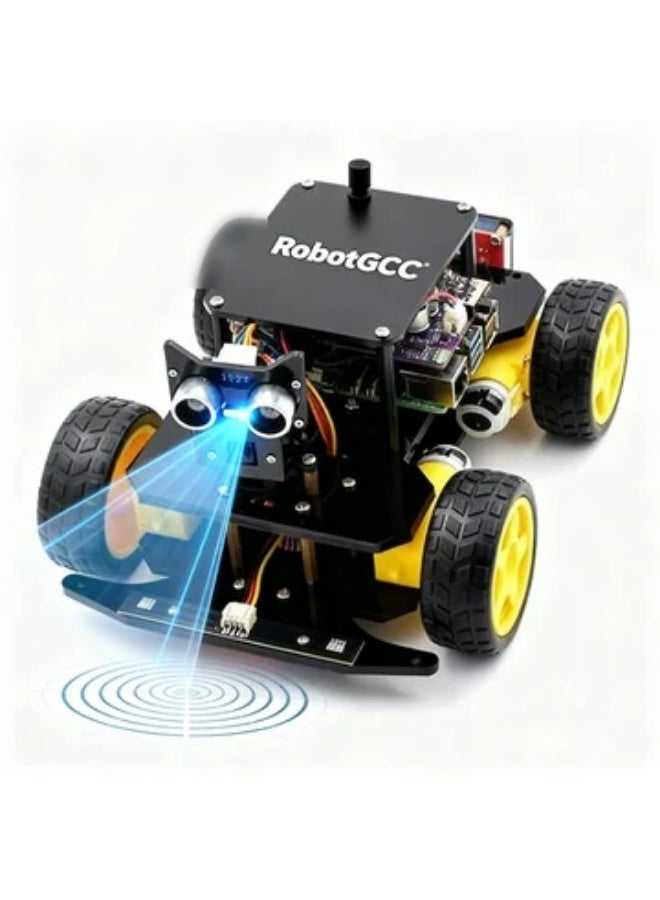 robotgcc 4WD Smart Robot Car Kit for Raspberry Pi 5 / 4B / 3B+, AI & IoT Programming Platform with OpenCV Computer Vision, Line Tracking, Obstacle Avoidance, USB-C Charging, STEM Educational Robotics System (Raspberry Pi Not Included) - Image 3