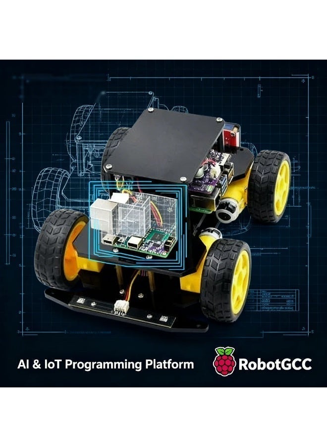 robotgcc 4WD Smart Robot Car Kit for Raspberry Pi 5 / 4B / 3B+, AI & IoT Programming Platform with OpenCV Computer Vision, Line Tracking, Obstacle Avoidance, USB-C Charging, STEM Educational Robotics System (Raspberry Pi Not Included) - Image 5