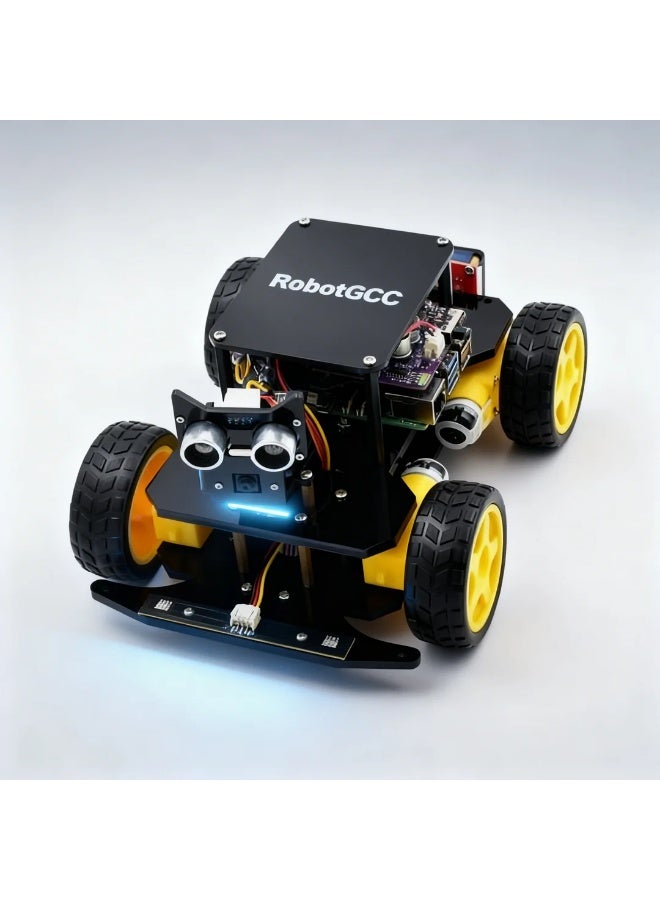 robotgcc 4WD Smart Robot Car Kit for Raspberry Pi 5 / 4B / 3B+, AI & IoT Programming Platform with OpenCV Computer Vision, Line Tracking, Obstacle Avoidance, USB-C Charging, STEM Educational Robotics System (Raspberry Pi Not Included) - Image 2