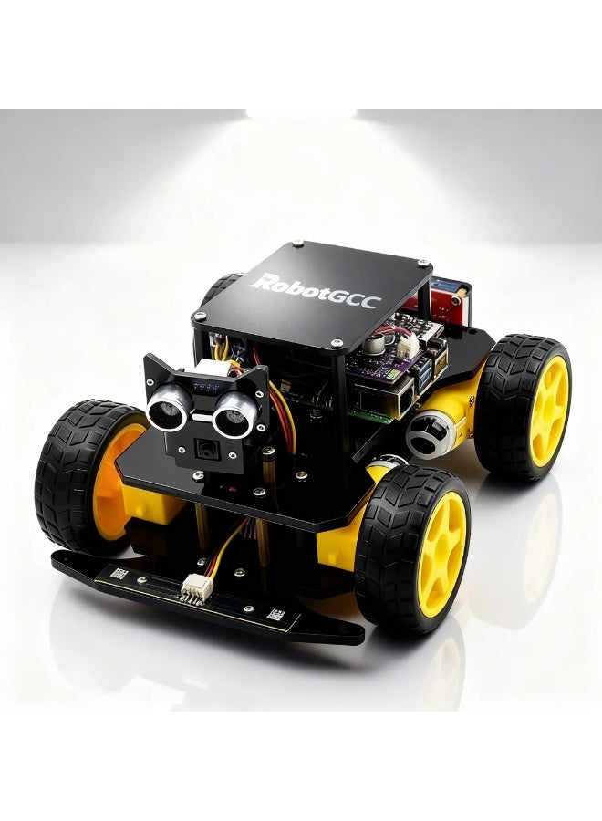 robotgcc 4WD Smart Robot Car Kit for Raspberry Pi 5 / 4B / 3B+, AI & IoT Programming Platform with OpenCV Computer Vision, Line Tracking, Obstacle Avoidance, USB-C Charging, STEM Educational Robotics System (Raspberry Pi Not Included) - Image 1
