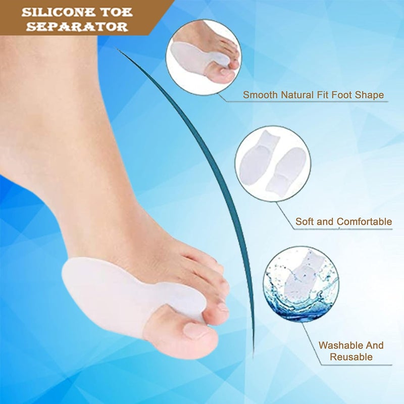 QualiTrue 2Pcs Hammer Toe Straightener, Broken Toe Wraps,Toe Cushioned Bandages,Hammer Toe Splints For Correcting Hammer Toes, Overlapping Toes (Silicone Toe Separator, Bunion) - Image 4