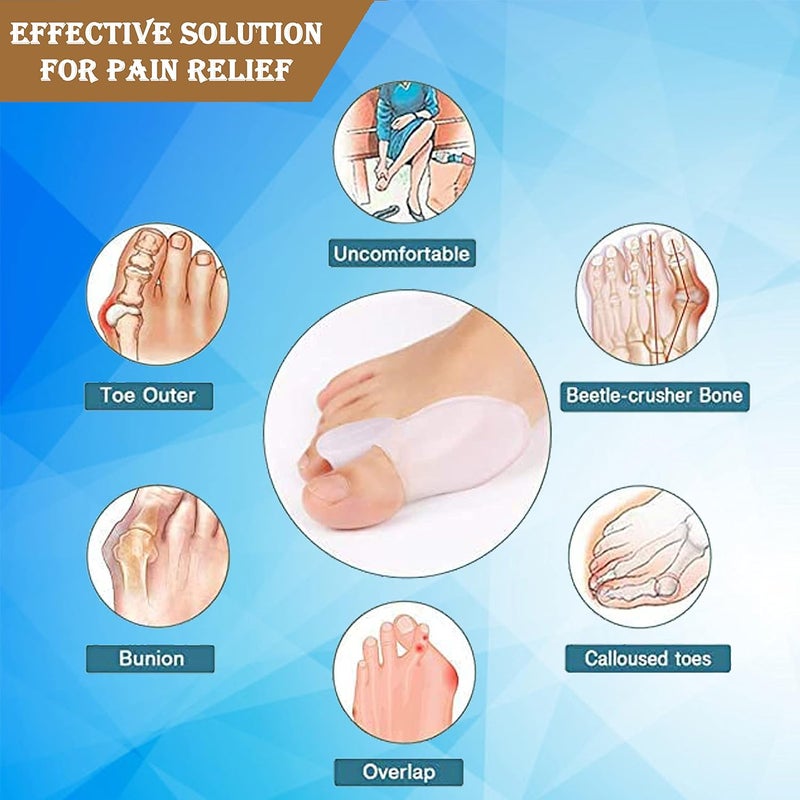 QualiTrue 2Pcs Hammer Toe Straightener, Broken Toe Wraps,Toe Cushioned Bandages,Hammer Toe Splints For Correcting Hammer Toes, Overlapping Toes (Silicone Toe Separator, Bunion) - Image 2