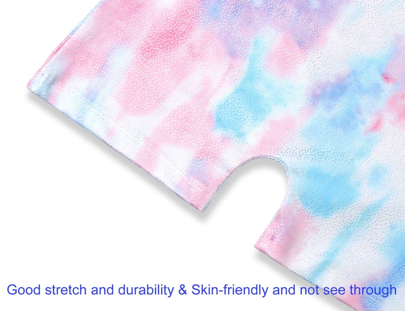 Domusgo Gymnastics Leotards for Girls Size 3t 4t Sparkly Tie Dye White Sleeveless Unitard - Image 5