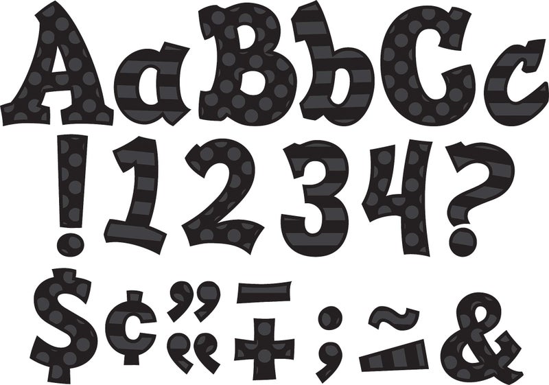 Teacher Created Resources 75262 Black Sassy Solids 5-Inch Sassy Font Letters - Image 1
