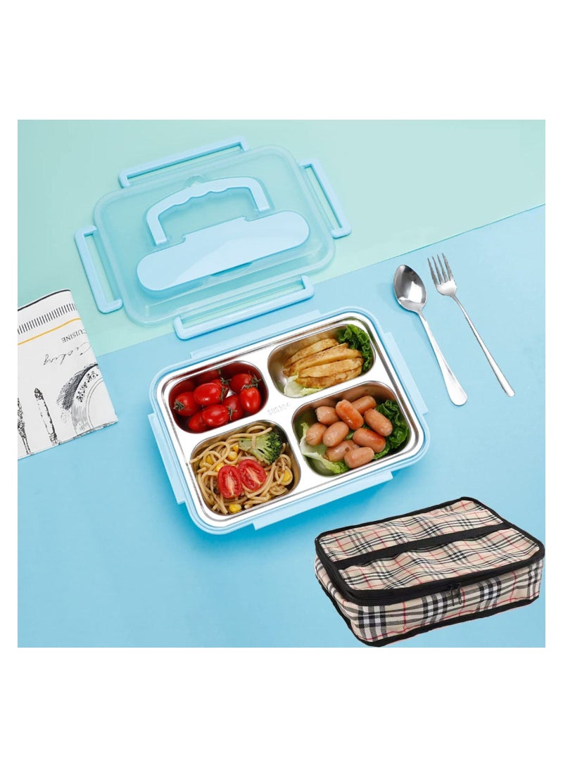 GGEROU صندوق غداء معزول للأطفال والكبار، 4 حاويات غداء مع حقيبة عازلة من النايلون - Image 1