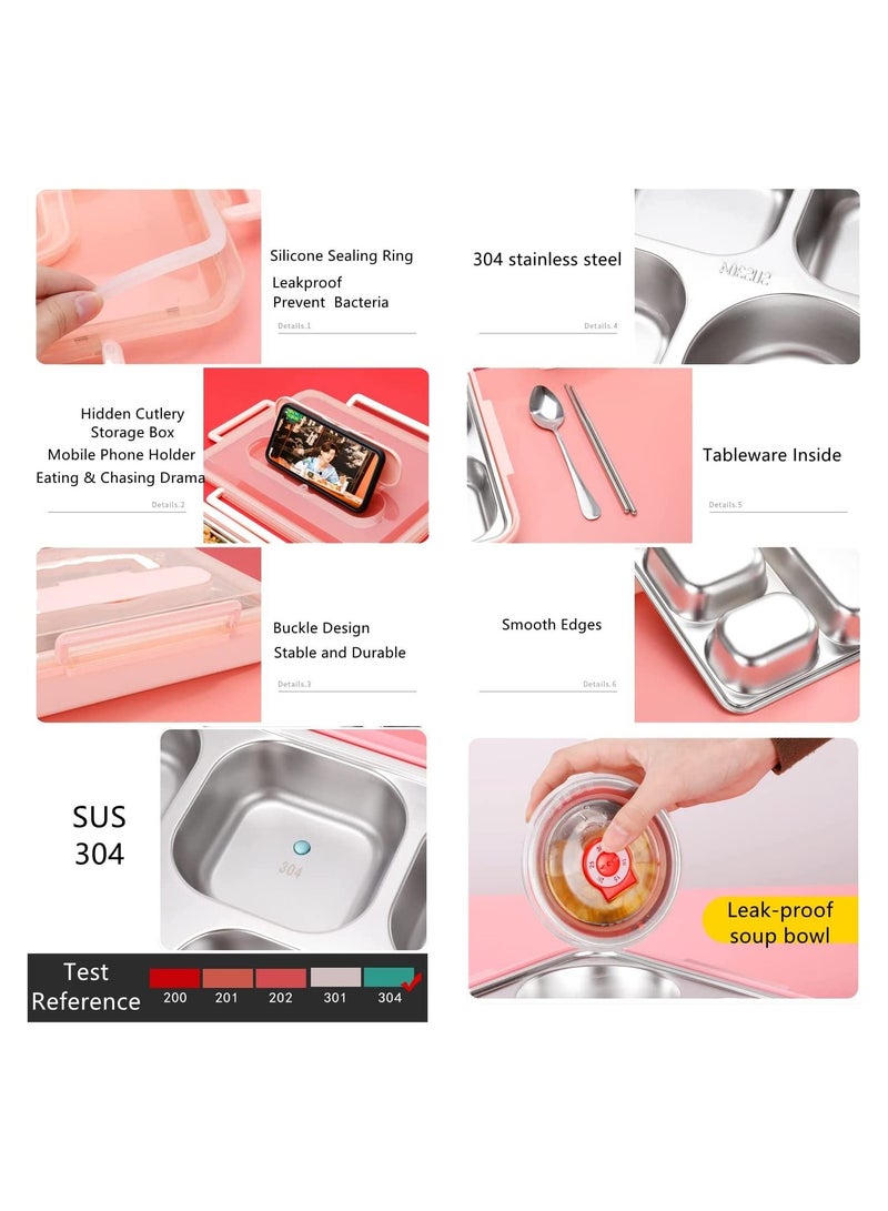 GGEROU صندوق غداء معزول للأطفال والكبار، 4 حاويات غداء مع حقيبة عازلة من النايلون - Image 4