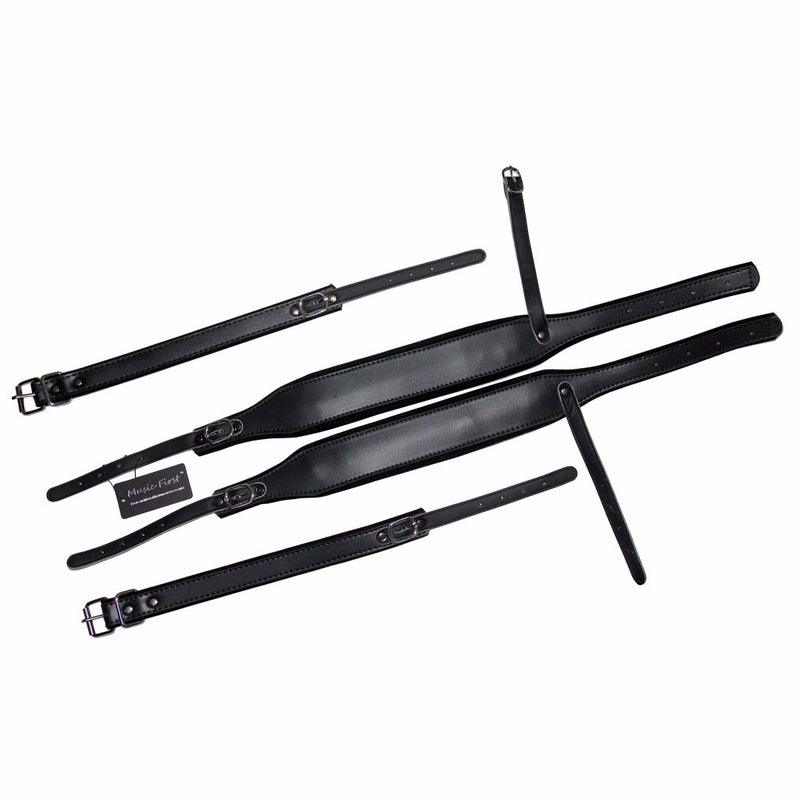 MUSIC FIRST Black Genuine Leather Super Wide Thick Comfortable 96 120 BASS Accordion Shoulder Strap Set Accordion Belt - Image 1