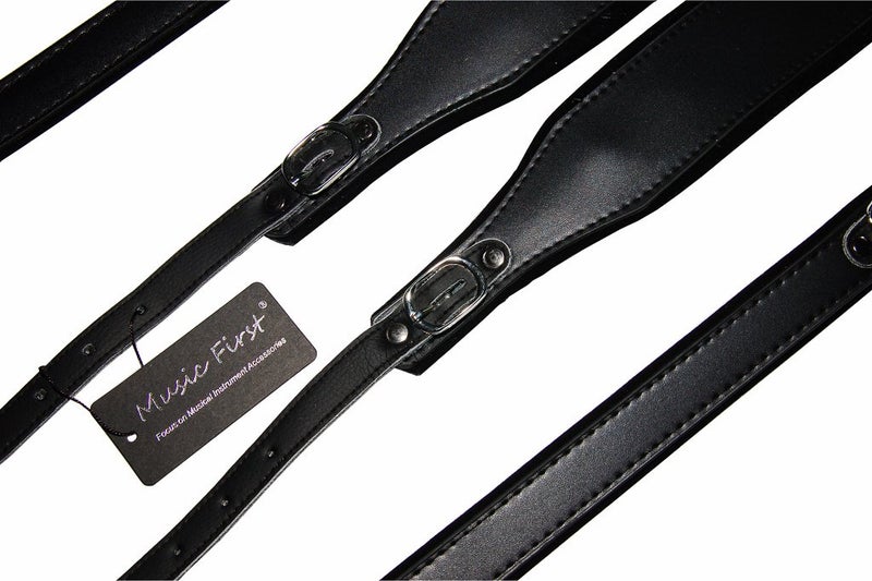 MUSIC FIRST Black Genuine Leather Super Wide Thick Comfortable 96 120 BASS Accordion Shoulder Strap Set Accordion Belt - Image 3