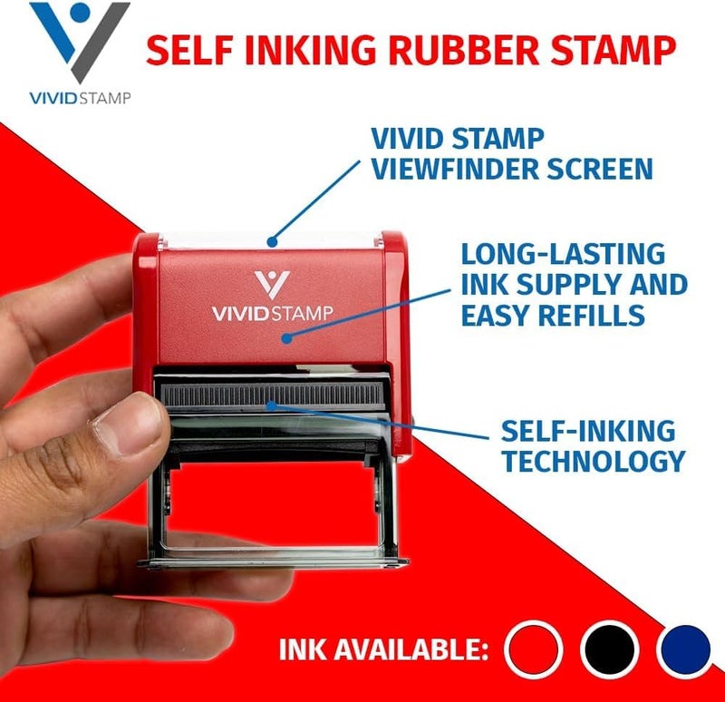 Vivid Stamp All Sales Final No Refunds No Exchanges Self Inking Rubber Stamp (Red Ink) - Large - Image 2