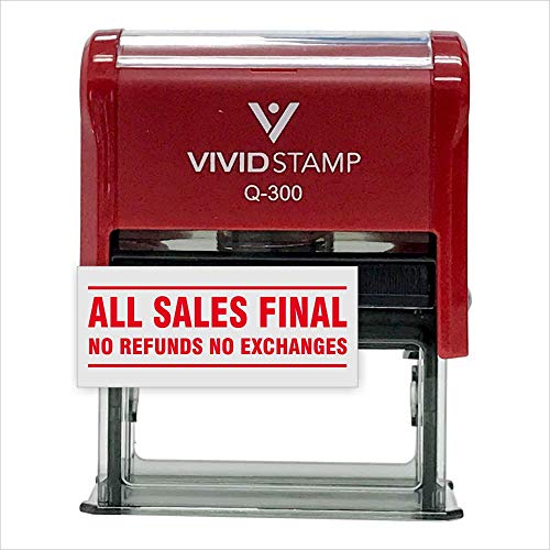 Vivid Stamp All Sales Final No Refunds No Exchanges Self Inking Rubber Stamp (Red Ink) - Large - Image 1