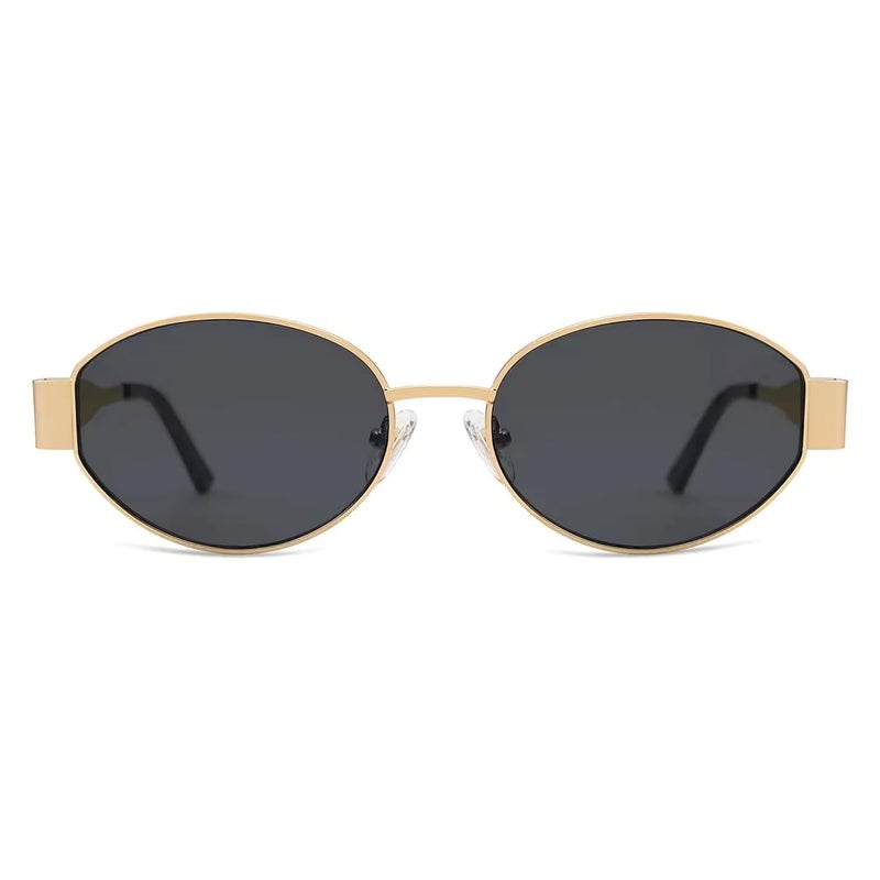 Dervin Fashionable Retro Oval Sunglasses for Women & Men | Trendy, Stylish & Classic 90s-Inspired Design | UV400 Protection & Durable Metal Frame - Image 3