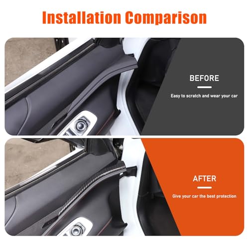 TOYCIDFG Door Inner Handrail Handle Cover Trim Compatible with Corvette C8 Stingray Z06 20202025 Carbon Fiber Pattern Door Panel Decoration Trim Accessories Inner Window Trim Black - Image 3