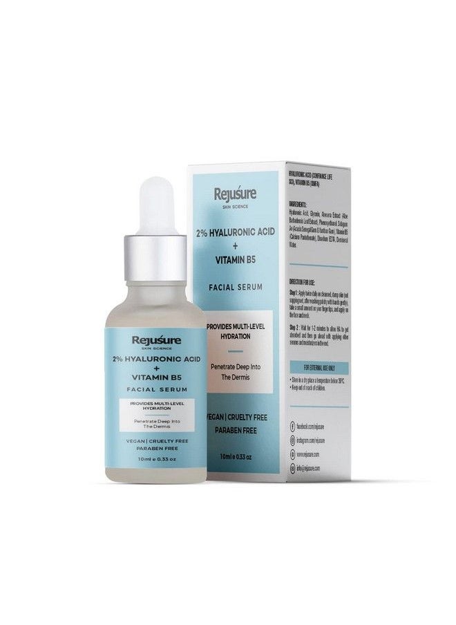 Rejusure 2% Hyaluronic Acid + Vitamin B5 Facial Serum Provides Multilevel Hydration For Women & Men With Dry & Normal Skin 10Ml  - Image 2