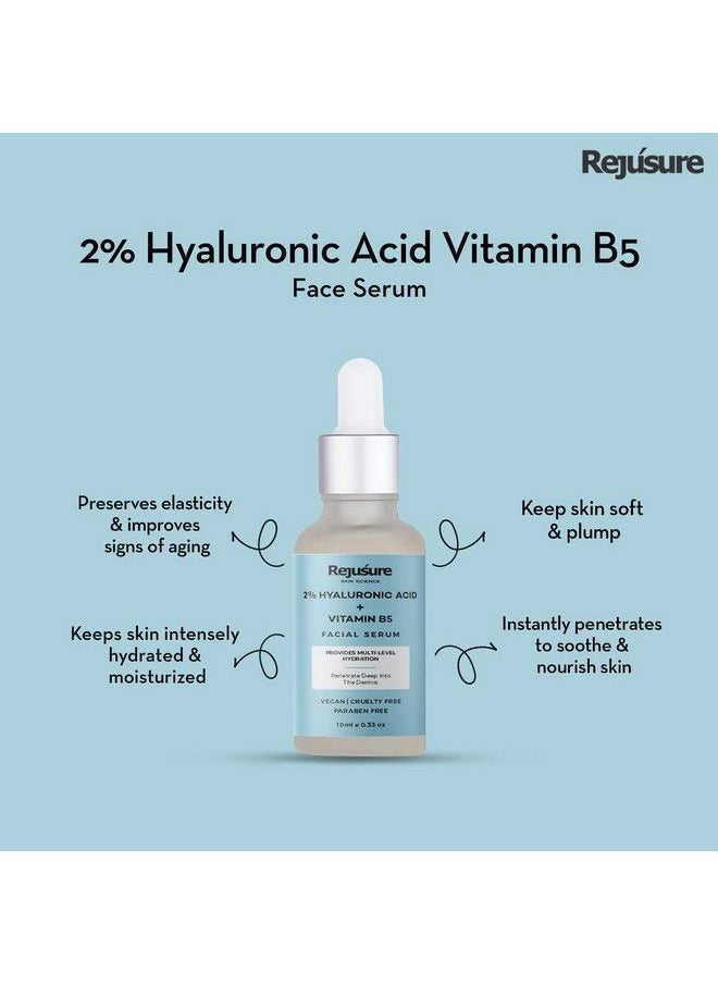 Rejusure 2% Hyaluronic Acid + Vitamin B5 Facial Serum Provides Multilevel Hydration For Women & Men With Dry & Normal Skin 10Ml  - Image 3