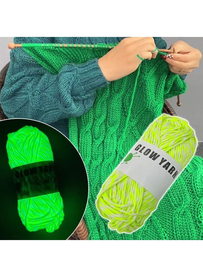 Glow-in-the-dark wool yarn spool for knitting, wool crafts, and DIY projects. It glows in the dark after absorbing sunlight or any other light source. Multi-colored. - Image 2
