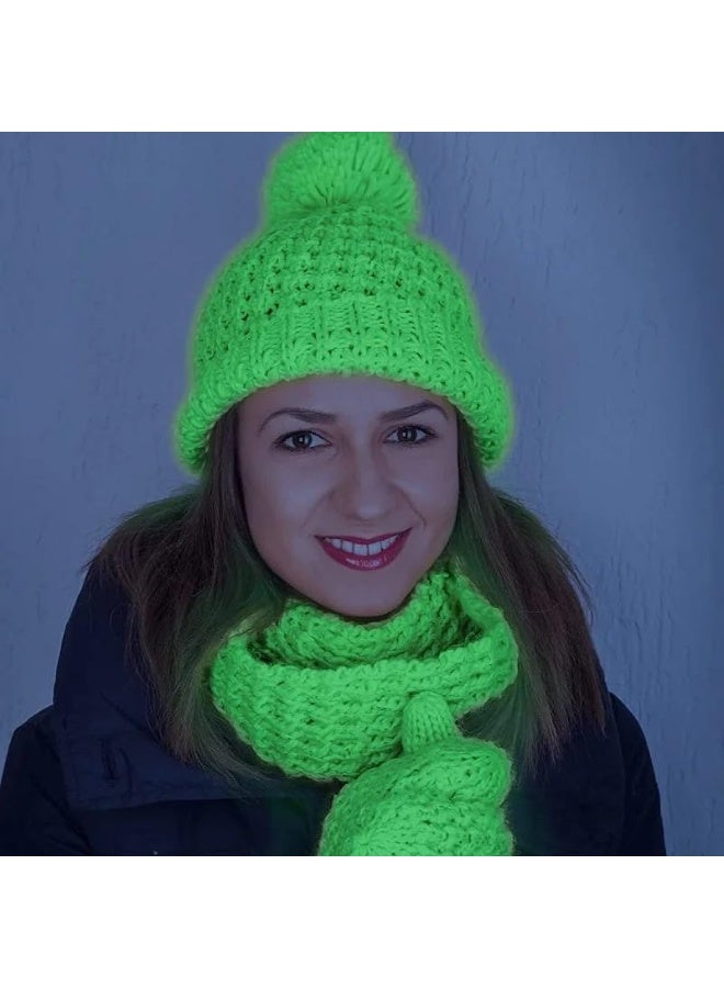 Glow-in-the-dark wool yarn spool for knitting, wool crafts, and DIY projects. It glows in the dark after absorbing sunlight or any other light source. Multi-colored. - Image 3