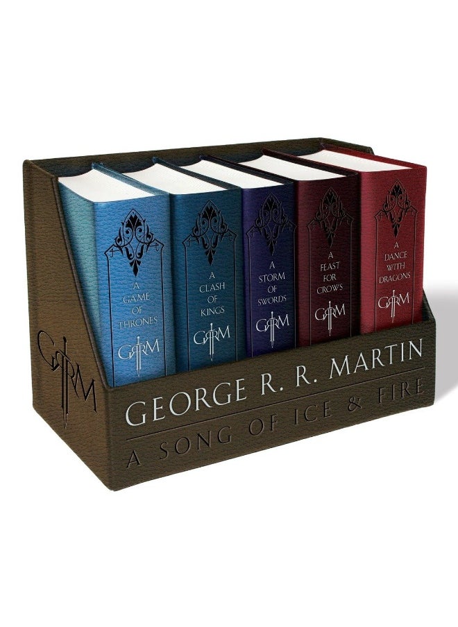 A Game Of Thrones Leather-Cloth Boxed Set: A Game Of Thrones, A Clash Of Kings, A Storm Of Swords, A Feast For Crows, And A Dance With Dragons 