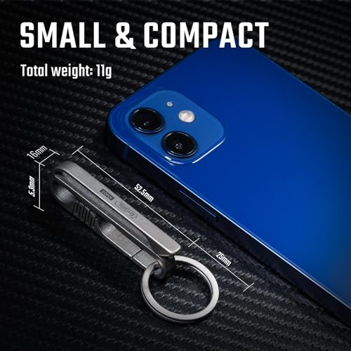 KeyUnity KM03 Titanium Keychain Clip Belt Loop Key Holder with Removable Key Ring for Duty Belt (Sandblasted) - Image 4