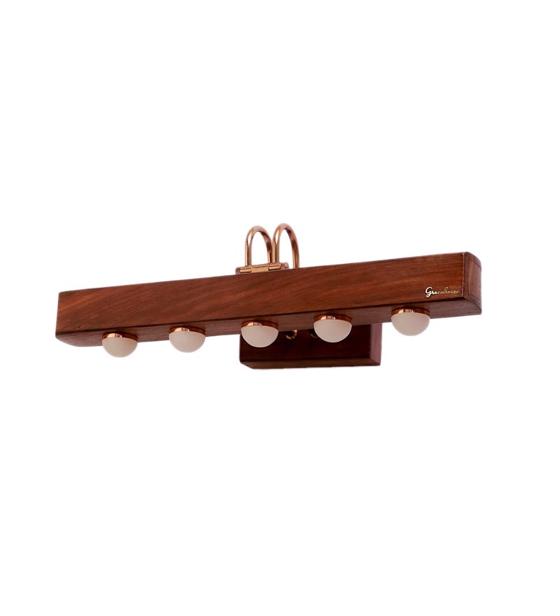 Green House 100% Handmade Sheesham Wood Picture Light/Melamine Coated/15W/Warm White/5 LED's of 3W Each/Resin Bottom/Rose Gold Plated Metal Bands/Brass Moving Set & Rivets/Home/Office Decor - Image 4
