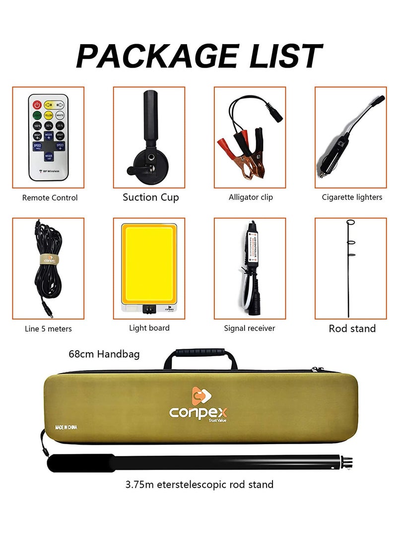 كونبيكس كشاف عمل ليد كونبكس 10000 لومن مع قضيب صيد تلسكوبي ، مصابيح دوارة مقاومة للماء لإضاءة موقع العمل ، إضاءة خارجية وداخلية - Image 4