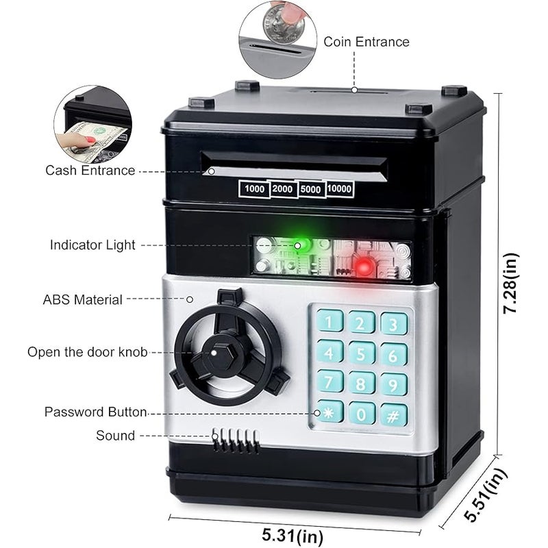 Refasy Kids Toys for Boys Girls Age 3-5,Electronic gy Banks for Kids Money Savings Box Toys Mini ATM Coin Bank for Children Best Birthday Xmas Gifts Cash Coin Can for Kid 8-12 Year Old Black - Image 3