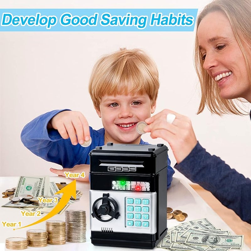 Refasy Kids Toys for Boys Girls Age 3-5,Electronic gy Banks for Kids Money Savings Box Toys Mini ATM Coin Bank for Children Best Birthday Xmas Gifts Cash Coin Can for Kid 8-12 Year Old Black - Image 2