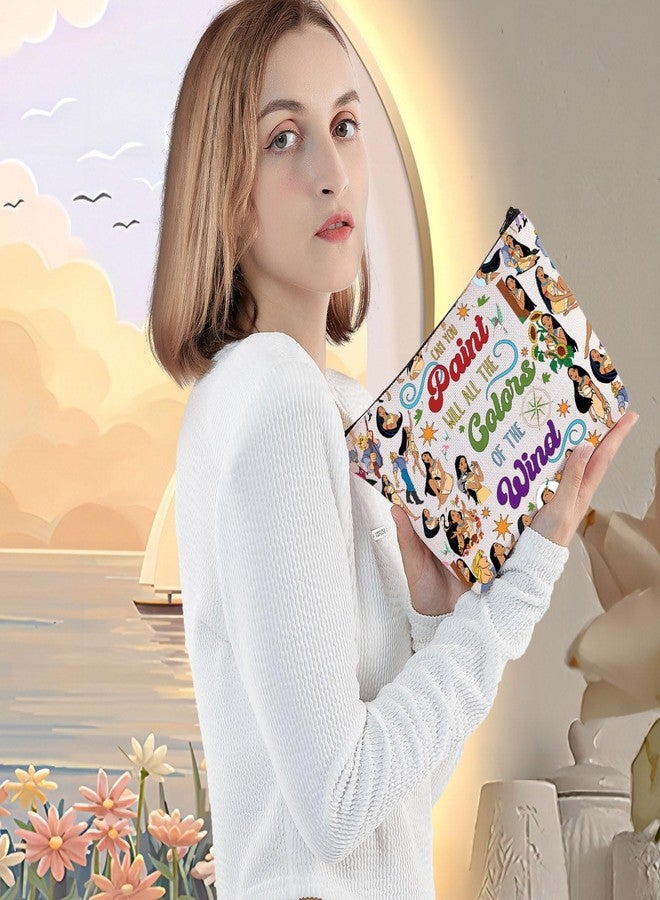LEVLO Forest Princess Cosmetic Make Up Bag Poca Hontas Fans Gift Paint With All The Colors Of The Wind Makeup Zipper Pouch Bag For Women Girls (Paint With Full Bag) - Image 5