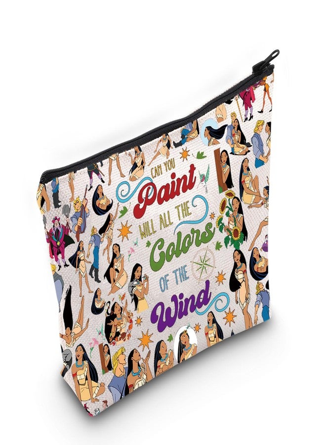 LEVLO Forest Princess Cosmetic Make Up Bag Poca Hontas Fans Gift Paint With All The Colors Of The Wind Makeup Zipper Pouch Bag For Women Girls (Paint With Full Bag) - Image 1
