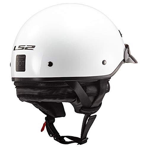LS2 Helmets Bagger Motorcycle Half Helmet (Gloss White - Large) - Image 4